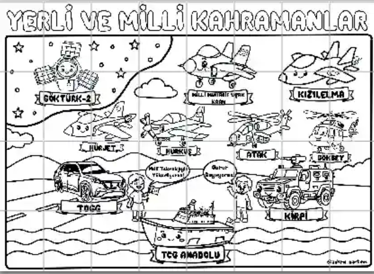 32 A4 Yerli ve Milli Kahramanlar Grup Boyama Çalışması 